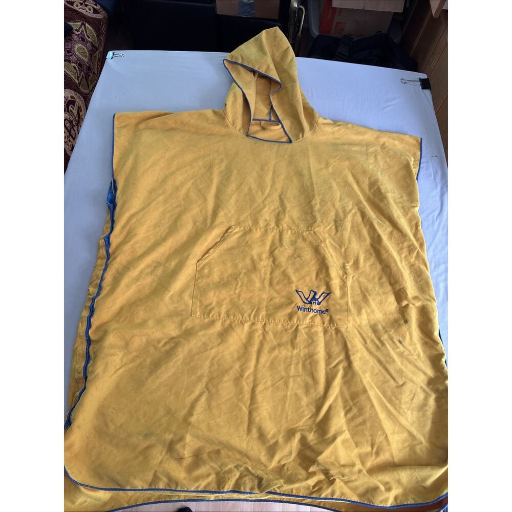 WINTHOME Beach Surf Poncho Hoodie Changing Towel Robe Oversized Pocket Yellow